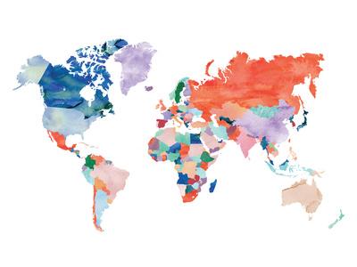 watercolor world map art print elena david art com