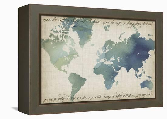 Watercolor World Map-Grace Popp-Framed Stretched Canvas