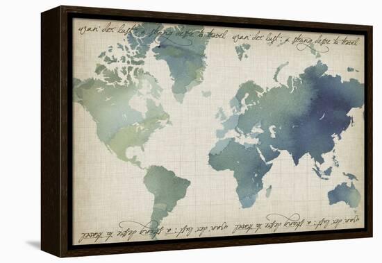 Watercolor World Map-Grace Popp-Framed Stretched Canvas