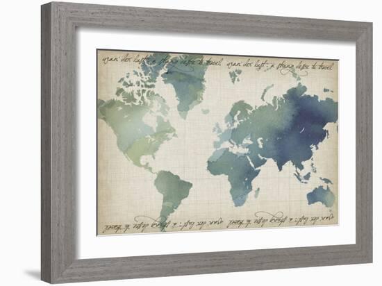 Watercolor World Map-Grace Popp-Framed Premium Giclee Print