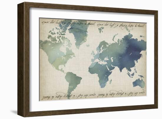 Watercolor World Map-Grace Popp-Framed Premium Giclee Print