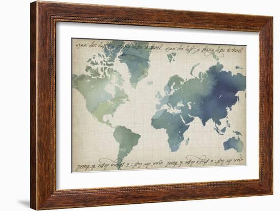 Watercolor World Map-Grace Popp-Framed Premium Giclee Print