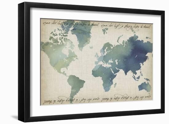 Watercolor World Map-Grace Popp-Framed Premium Giclee Print