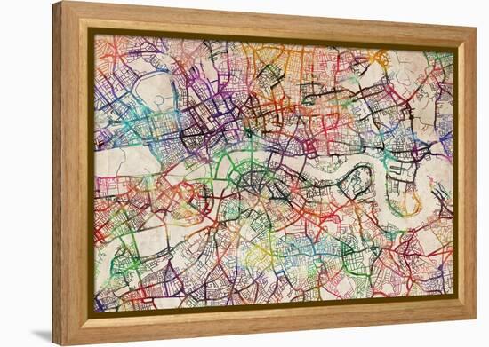 Watercolour Map of London-Tompsett Michael-Framed Stretched Canvas