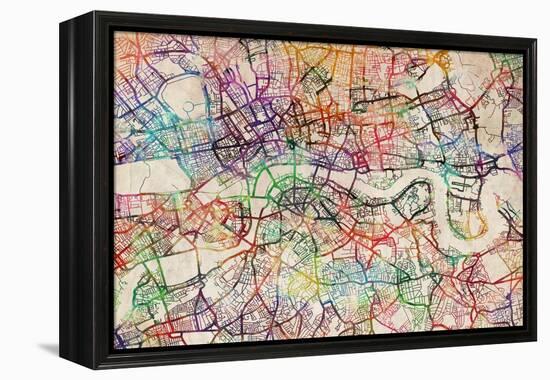 Watercolour Map of London-Tompsett Michael-Framed Stretched Canvas