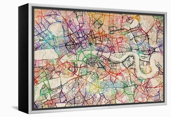 Watercolour Map of London-Tompsett Michael-Framed Stretched Canvas