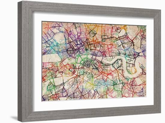 Watercolour Map of London-Tompsett Michael-Framed Art Print