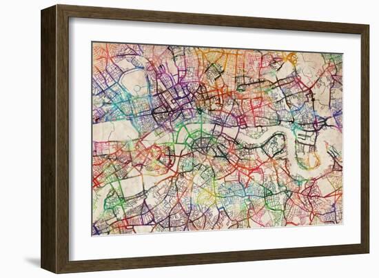 Watercolour Map of London-Tompsett Michael-Framed Art Print