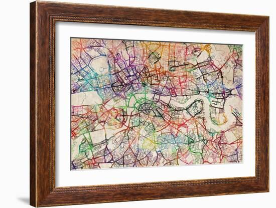 Watercolour Map of London-Tompsett Michael-Framed Art Print