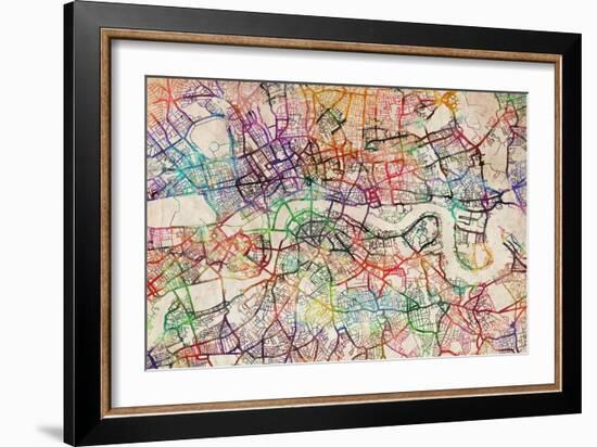 Watercolour Map of London-Tompsett Michael-Framed Art Print