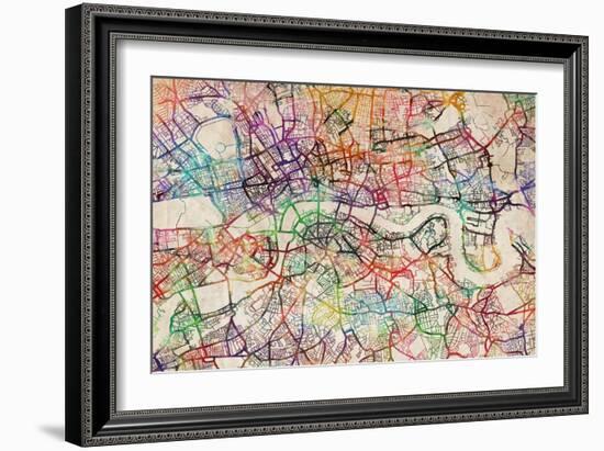 Watercolour Map of London-Tompsett Michael-Framed Art Print