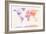 Watercolour Political Map of the World-Michael Tompsett-Framed Art Print