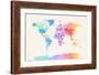 Watercolour Political Map of the World-Michael Tompsett-Framed Art Print