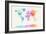 Watercolour Political Map of the World-Michael Tompsett-Framed Art Print