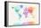 Watercolour Political Map of the World-Michael Tompsett-Framed Stretched Canvas