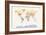 Watercolour Political Map of the World-Michael Tompsett-Framed Art Print