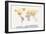 Watercolour Political Map of the World-Michael Tompsett-Framed Art Print