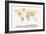 Watercolour Political Map of the World-Michael Tompsett-Framed Art Print