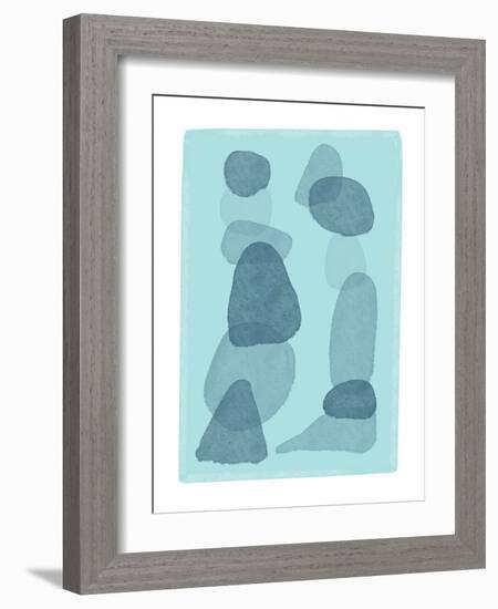 Watercolour Spots Blue Abstract Minimal Modern Art-Sharyn Bursic-Framed Giclee Print