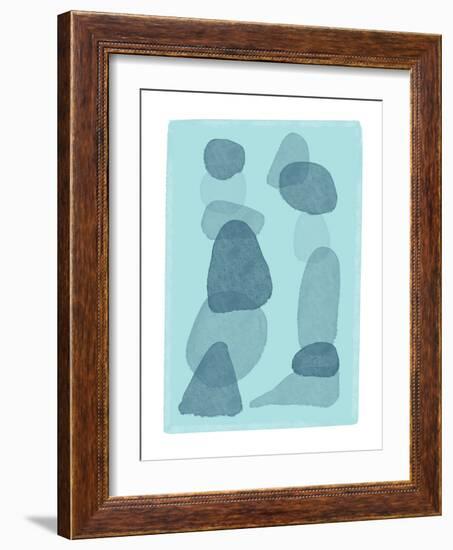 Watercolour Spots Blue Abstract Minimal Modern Art-Sharyn Bursic-Framed Giclee Print