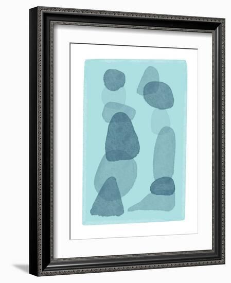 Watercolour Spots Blue Abstract Minimal Modern Art-Sharyn Bursic-Framed Giclee Print