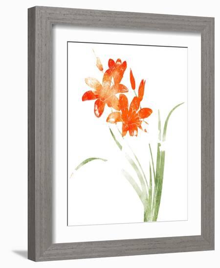 Watered Down Bright Orange-Jace Grey-Framed Art Print