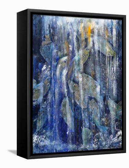 Waterfall, 2019, Oil on Canvas-jocasta shakespeare-Framed Premier Image Canvas