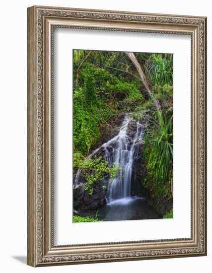 Waterfall Along the Trail to Queens Bath, Lihue, Kauai, Hawaii, USA-Richard Duval-Framed Photographic Print