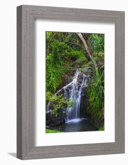 Waterfall Along the Trail to Queens Bath, Lihue, Kauai, Hawaii, USA-Richard Duval-Framed Photographic Print