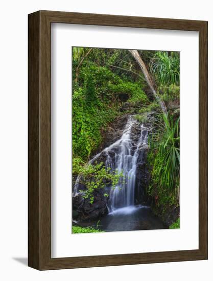 Waterfall Along the Trail to Queens Bath, Lihue, Kauai, Hawaii, USA-Richard Duval-Framed Photographic Print