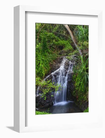 Waterfall Along the Trail to Queens Bath, Lihue, Kauai, Hawaii, USA-Richard Duval-Framed Photographic Print