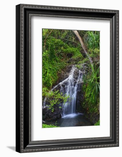 Waterfall Along the Trail to Queens Bath, Lihue, Kauai, Hawaii, USA-Richard Duval-Framed Photographic Print