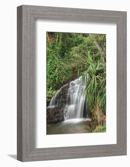 Waterfall Along the Trail to Queens Bath, Lihue, Kauai, Hawaii, USA-Richard Duval-Framed Photographic Print