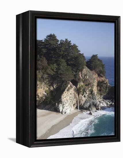 Waterfall and Beach at Julia Pfeiffer Burns State Park, Near Big Sur, California-Donald Nausbaum-Framed Premier Image Canvas