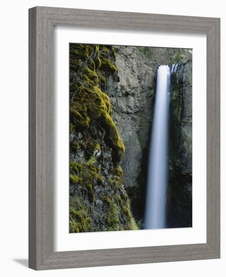 Waterfall and Mossy Rock Face, Tower Falls, Yellowstone National Park, Wyoming, USA-Scott T. Smith-Framed Photographic Print