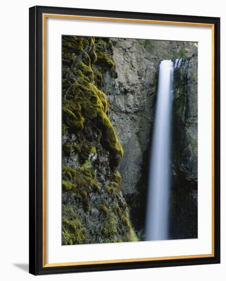 Waterfall and Mossy Rock Face, Tower Falls, Yellowstone National Park, Wyoming, USA-Scott T. Smith-Framed Photographic Print