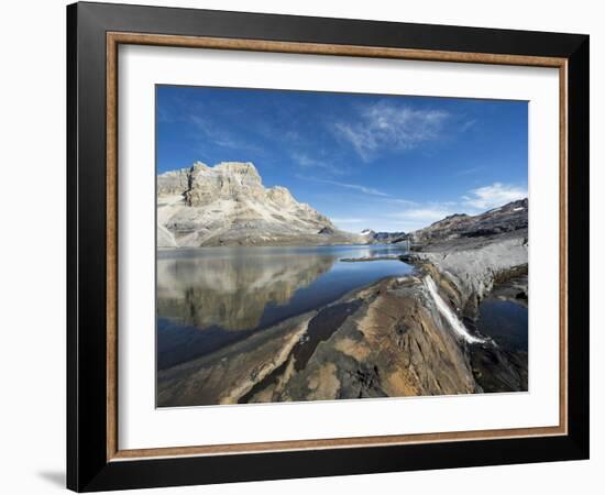 Waterfall and Reflection of Mountains in Laguna De La Plaza, El Cocuy National Park, Colombia-Christian Kober-Framed Photographic Print