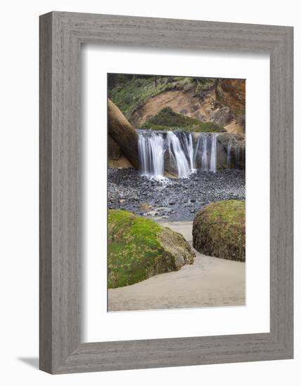 Waterfall and Rocks, at Hug Point, Oregon, USA-Jamie & Judy Wild-Framed Photographic Print