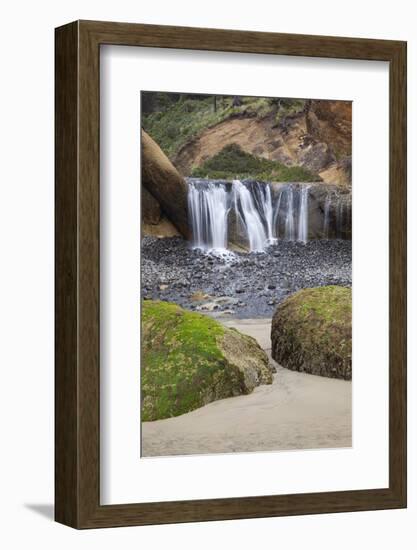 Waterfall and Rocks, at Hug Point, Oregon, USA-Jamie & Judy Wild-Framed Photographic Print