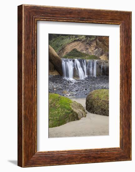 Waterfall and Rocks, at Hug Point, Oregon, USA-Jamie & Judy Wild-Framed Photographic Print