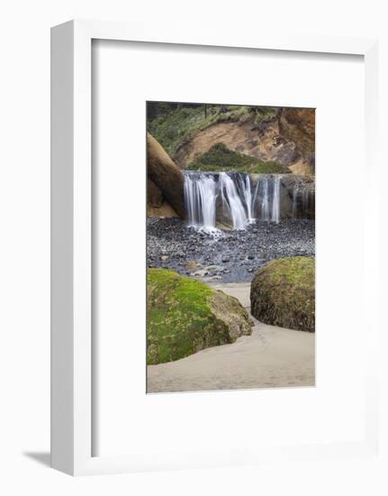 Waterfall and Rocks, at Hug Point, Oregon, USA-Jamie & Judy Wild-Framed Photographic Print