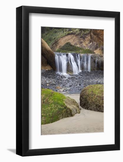 Waterfall and Rocks, at Hug Point, Oregon, USA-Jamie & Judy Wild-Framed Photographic Print