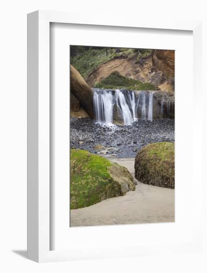 Waterfall and Rocks, at Hug Point, Oregon, USA-Jamie & Judy Wild-Framed Photographic Print