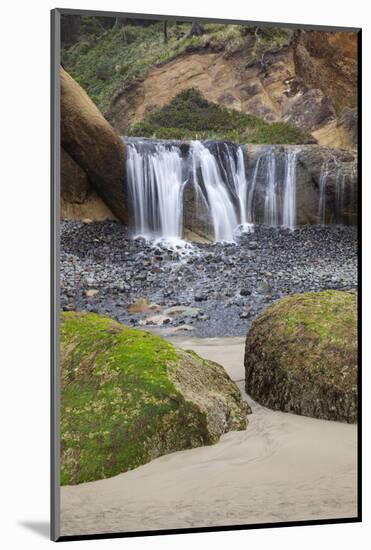 Waterfall and Rocks, at Hug Point, Oregon, USA-Jamie & Judy Wild-Mounted Photographic Print