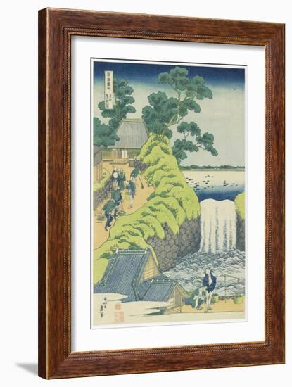 Waterfall at Aoigaoka in Edo, C. 1833-Katsushika Hokusai-Framed Giclee Print