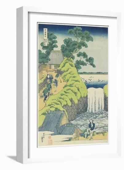 Waterfall at Aoigaoka in Edo, C. 1833-Katsushika Hokusai-Framed Giclee Print