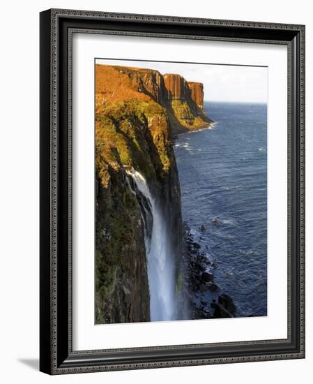 Waterfall at Kilt Rock, Famous Basaltic Cliff Near Staffin, Isle of Skye, Inner Hebrides, Scotland,-Peter Richardson-Framed Photographic Print