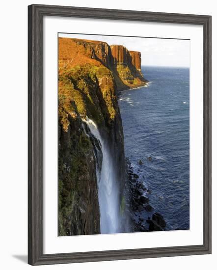 Waterfall at Kilt Rock, Famous Basaltic Cliff Near Staffin, Isle of Skye, Inner Hebrides, Scotland,-Peter Richardson-Framed Photographic Print