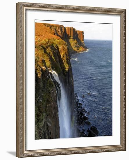 Waterfall at Kilt Rock, Famous Basaltic Cliff Near Staffin, Isle of Skye, Inner Hebrides, Scotland,-Peter Richardson-Framed Photographic Print