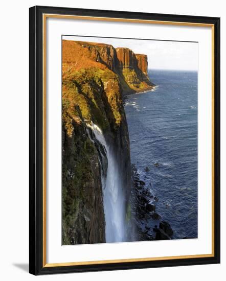 Waterfall at Kilt Rock, Famous Basaltic Cliff Near Staffin, Isle of Skye, Inner Hebrides, Scotland,-Peter Richardson-Framed Photographic Print